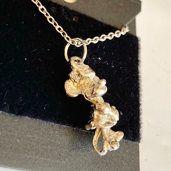 Silver Minnie Mouse Necklace Vintage Pendant Plated 18" Disney Disneyana Mickey - Picture 7 of 9
